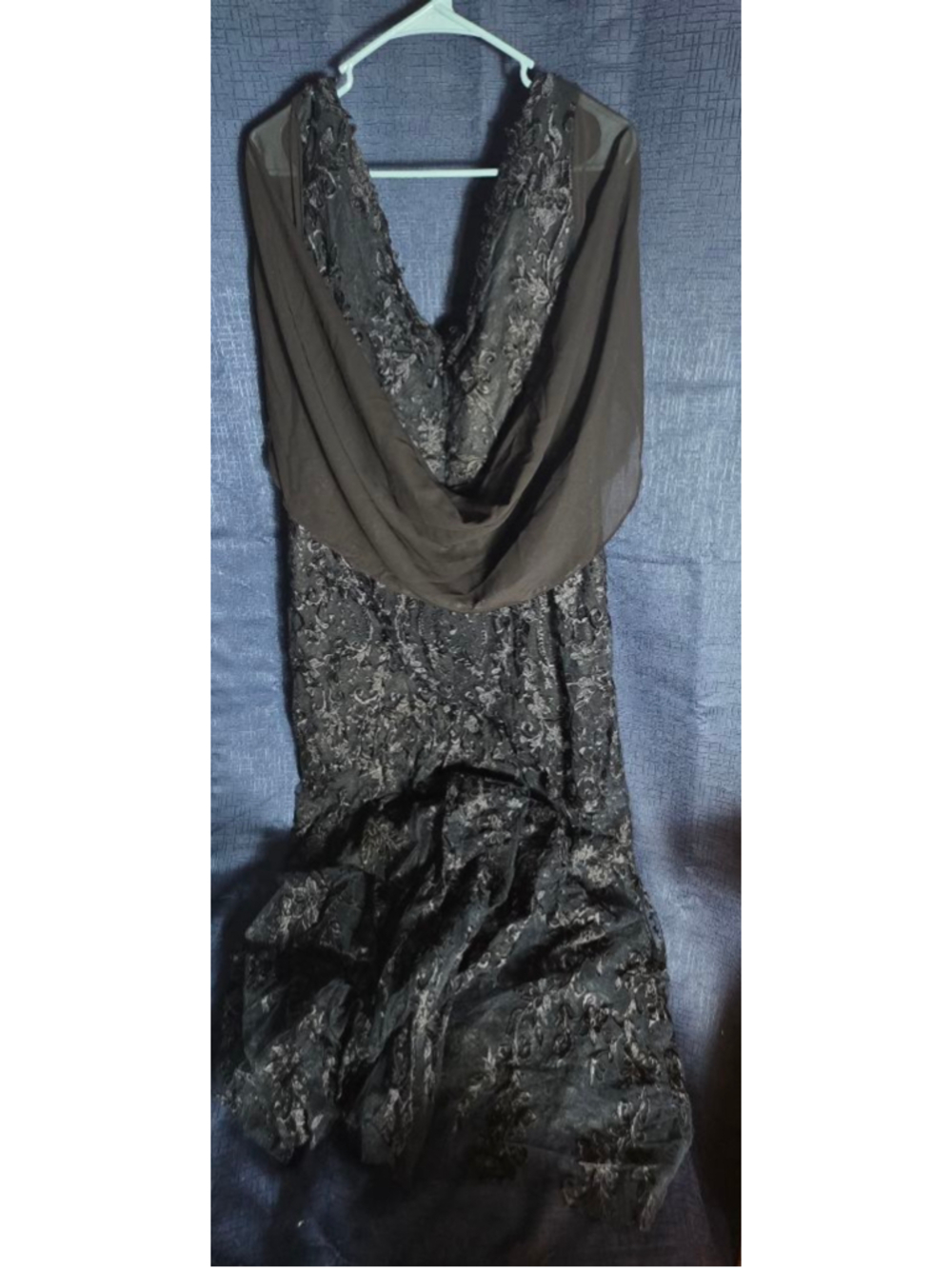 Women's Unbranded Black and deep navy blue Lace Overlay Formal Dress 22W wed - Picture 4 of 5
